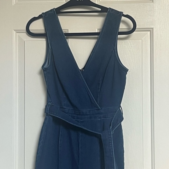 Vici v neck denim high low flare jumpsuit sz small - Picture 7 of 10
